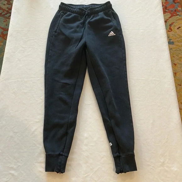 Adidas STACKED LOGO FLEECE PANTS joggers sweats sweatpants black XS EUC - Picture 3 of 6